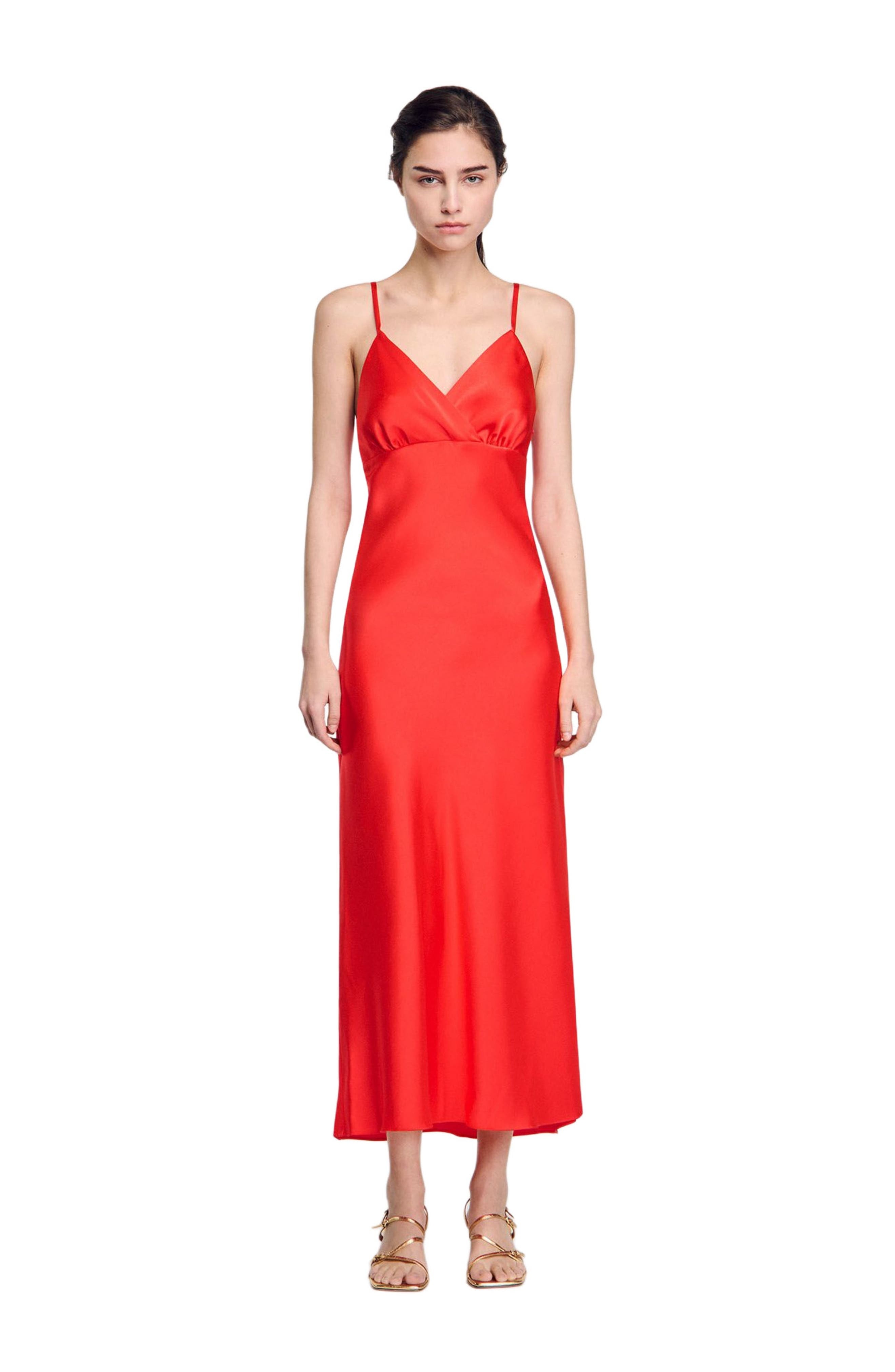SANDRO Floaty dress with straps in Poppy at Nordstrom - 1
