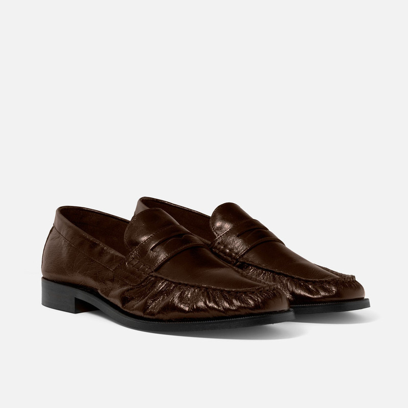 Ezra Chestnut Ruched Loafer - Men's 3