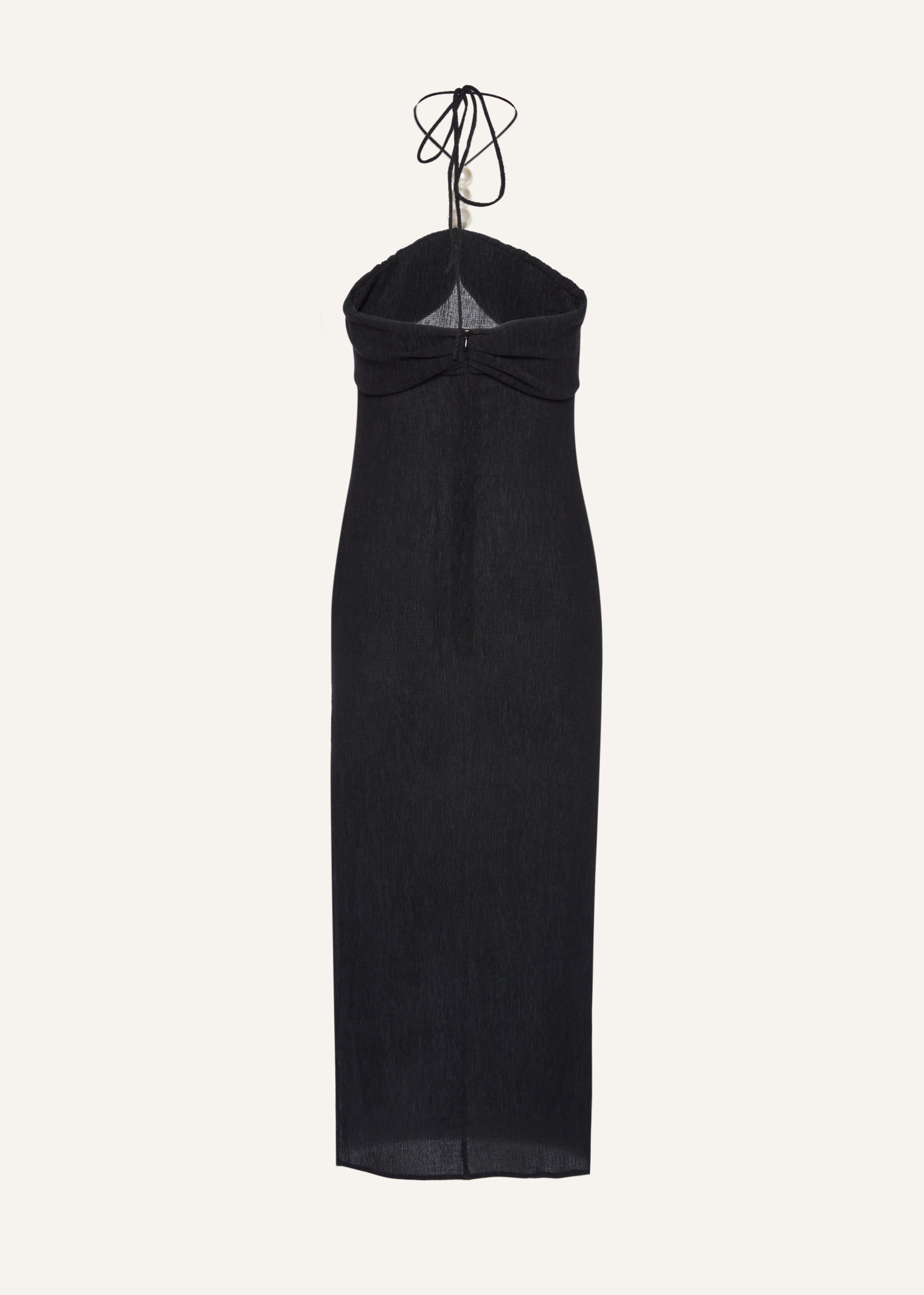 Pearl halterneck midi dress in black - 2