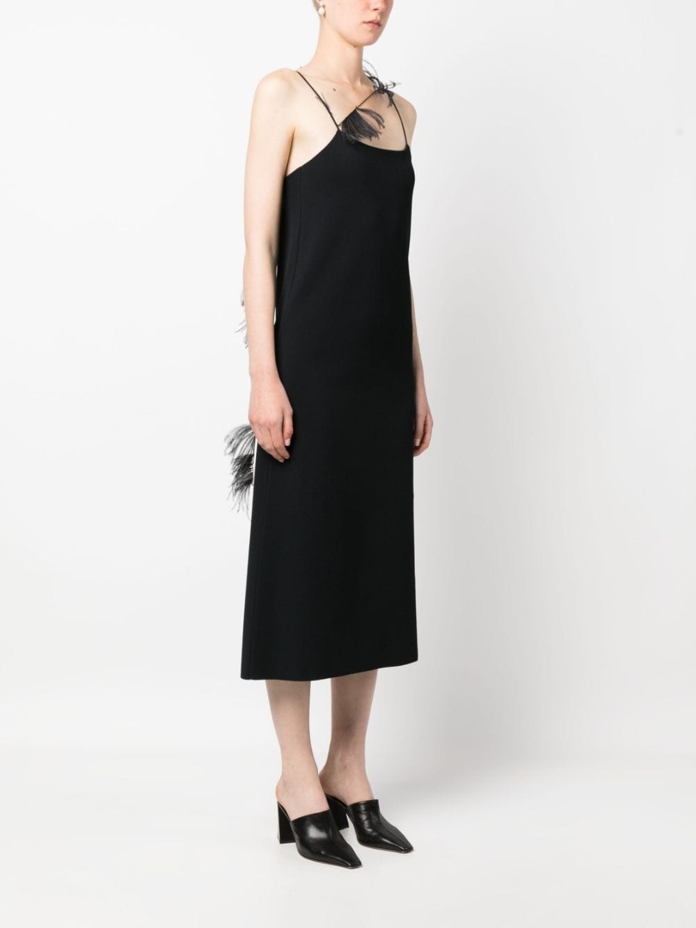 feather-trim slip dress - 4