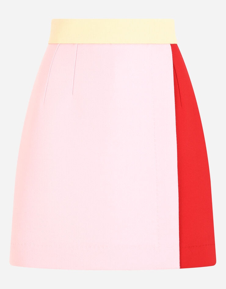 Short multi-colored double crepe skirt - 3