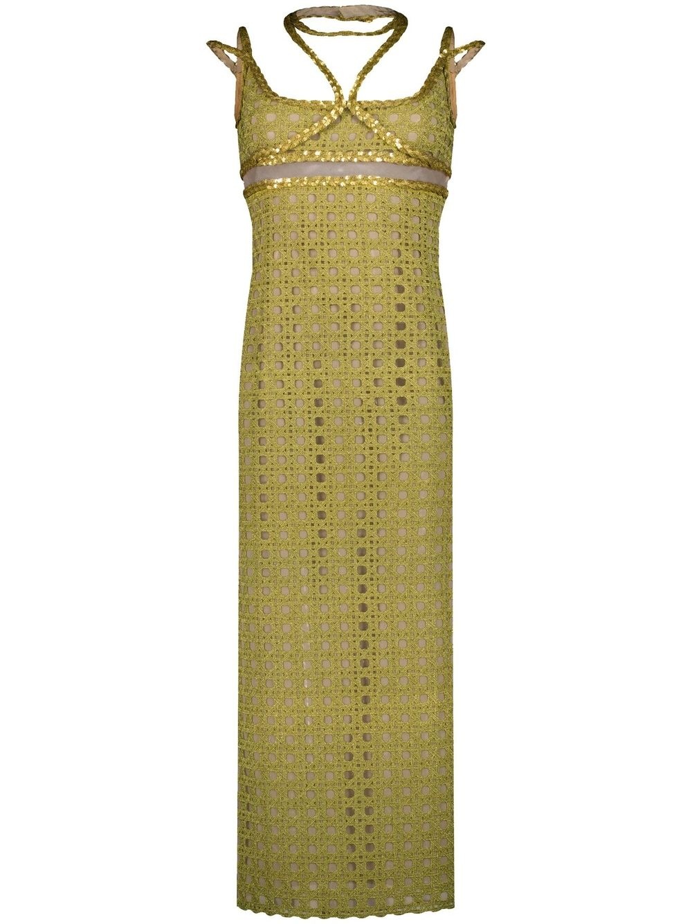 halterneck macramÃ© maxi dress - 1