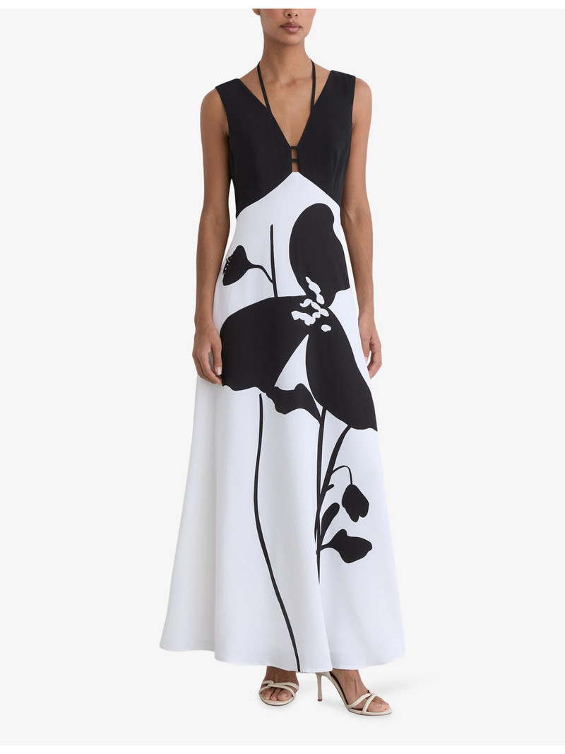 REISS Cecile Floral-Print Woven Maxi Dress outlook