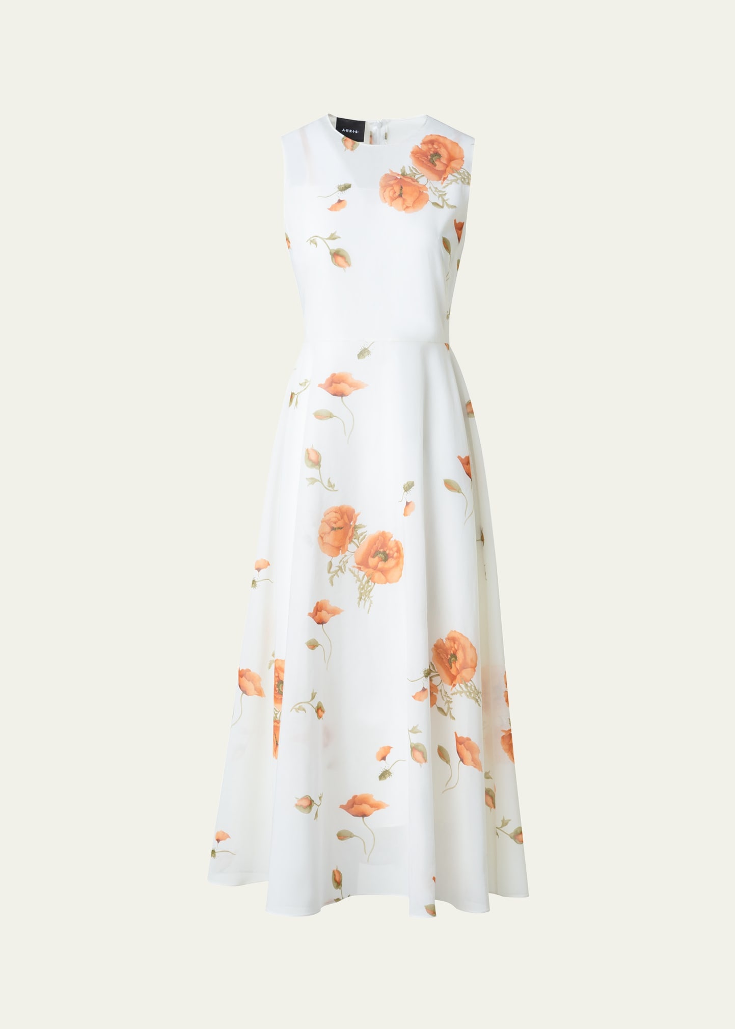 Anemone Print Belted Fit-and-Flare Voile Dress - 1