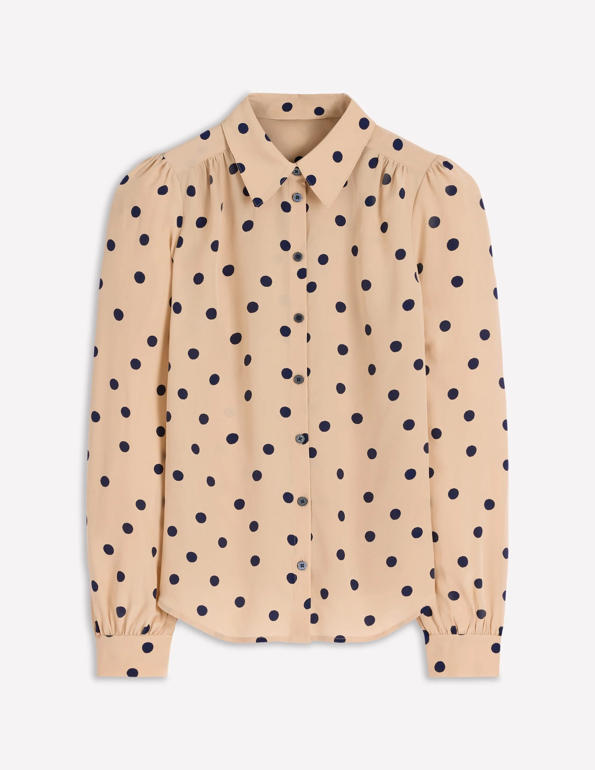 Sara Silk Shirt-Sand, Painted Dot Spaced - 1