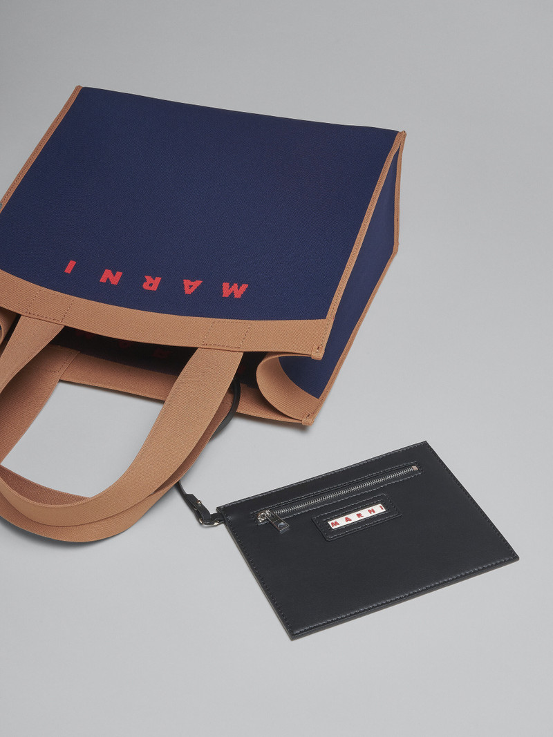 BLUE AND BROWN JACQUARD SHOPPING BAG 5