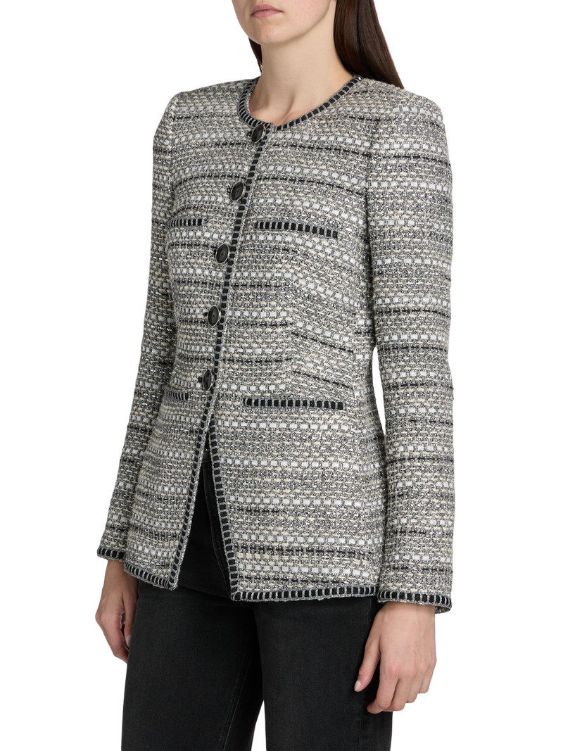 Women's Alessia Shimmer Cotton-Blend Jacket - Silver 4
