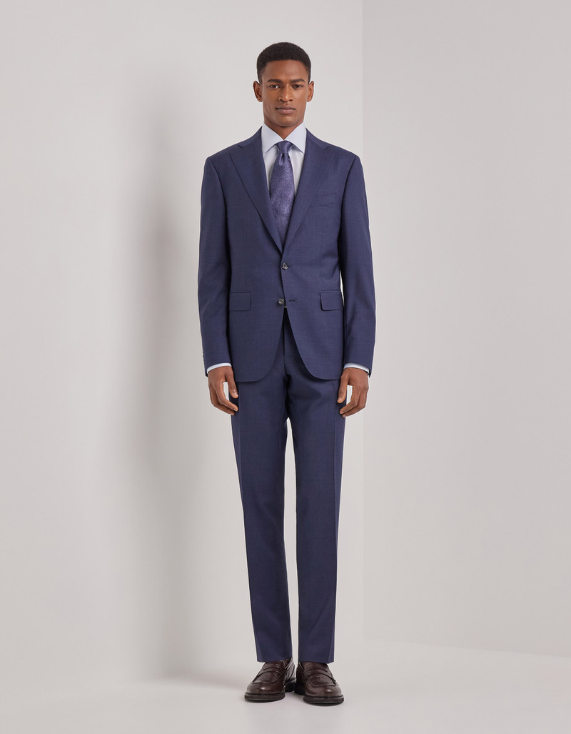 LIGHT BLUE DENIM-EFFECT WOOL REGULAR-FIT SUIT 63