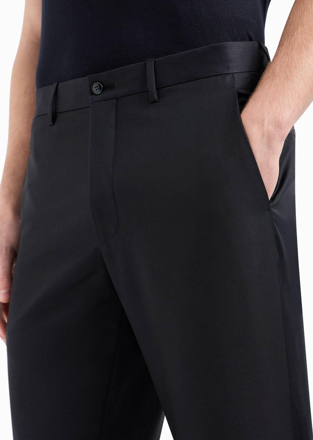 Flat-front trousers in wool and cashmere gabardine - 5