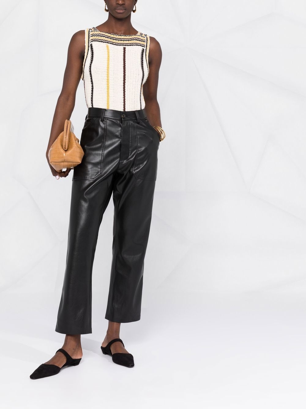 faux-leather straight-leg trousers - 2