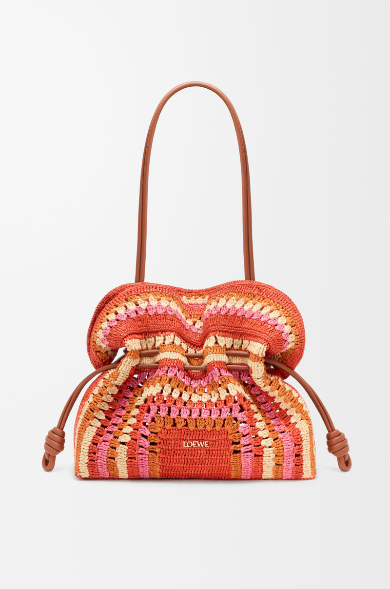 Medium Flamenco clutch in raffia and calfskin 7