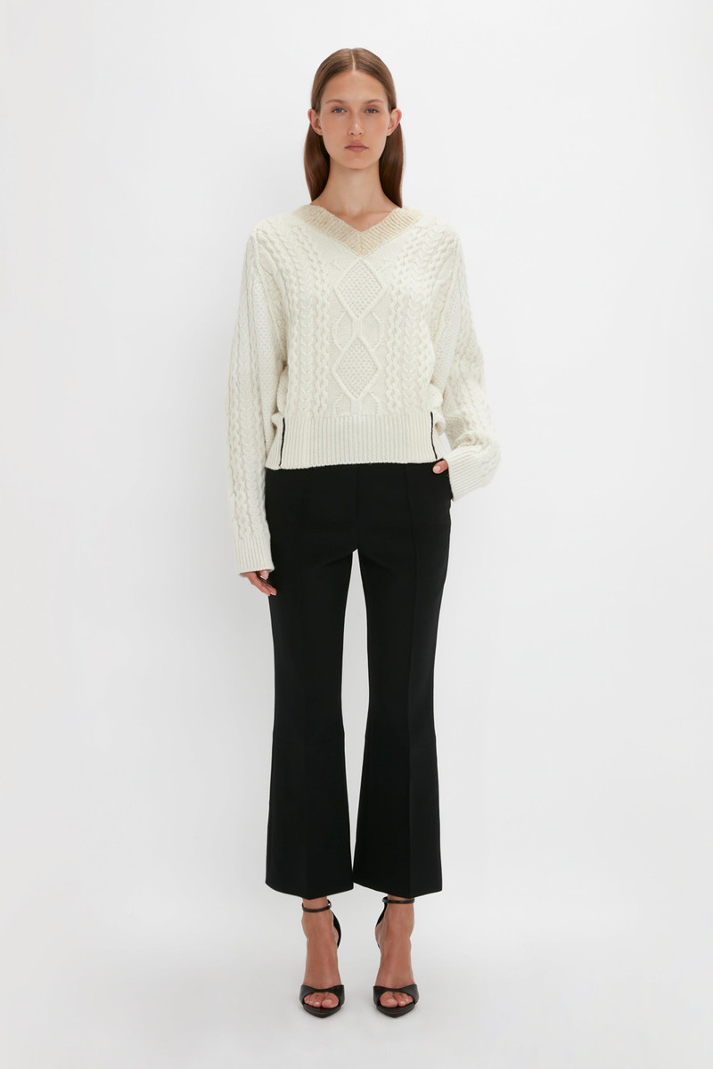 Victoria Beckham V-Neck Jumper In Natural outlook