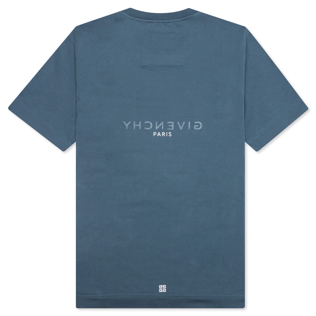 SLIM FIT REVERSE PRINT T-SHIRT - MILITARY BLUE - 2