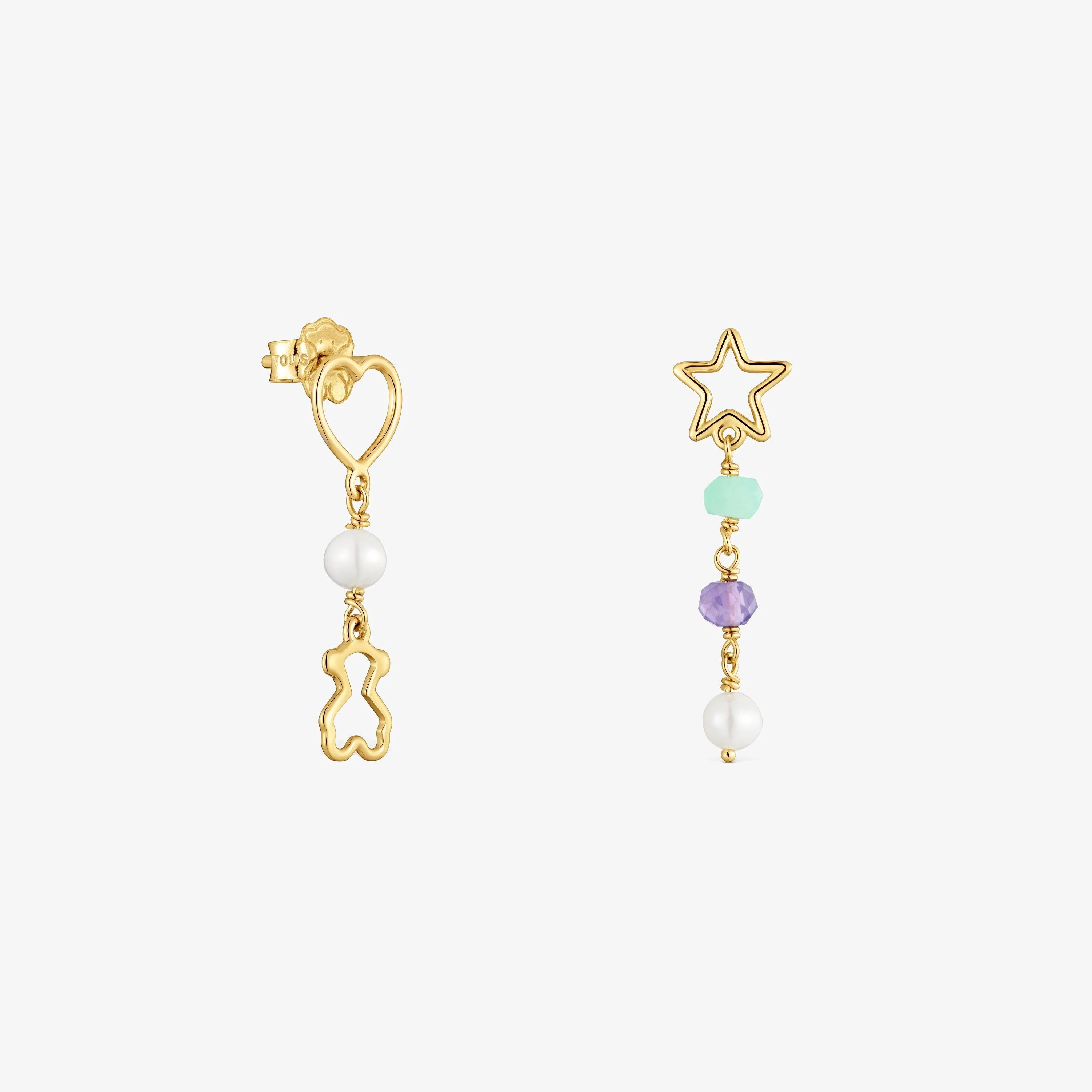 30-mm 9kt gold Long earrings with gemstones TOUS Silueta - 1