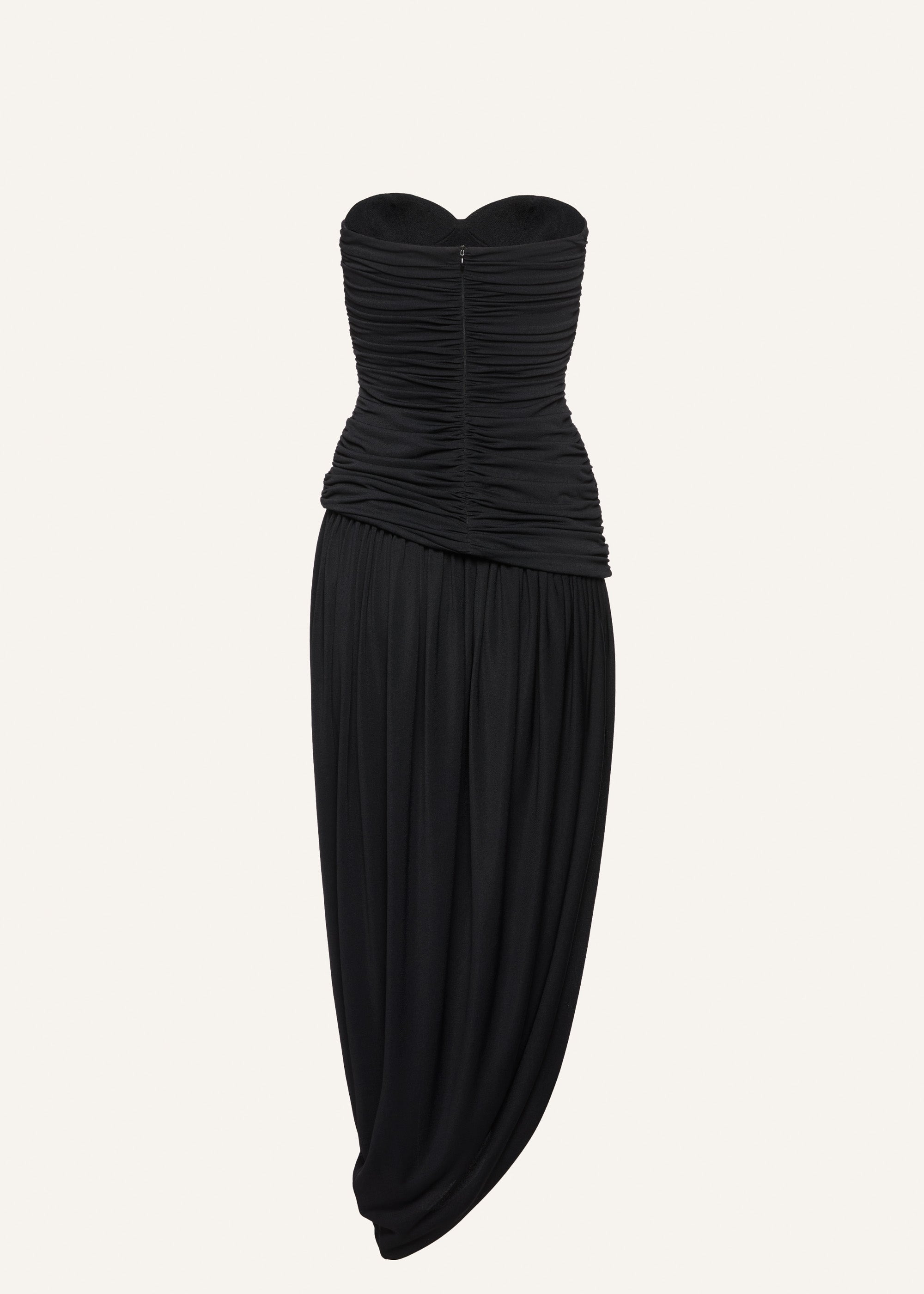 Open-leg draped midi dress in black - 2