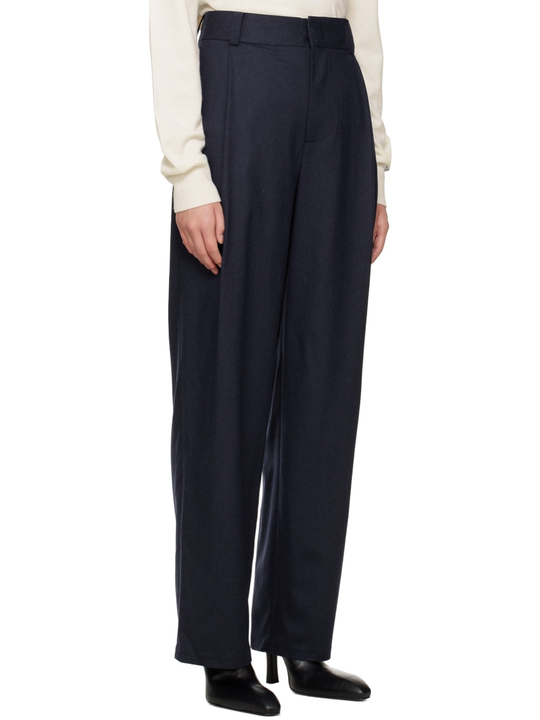 Navy Wide-Leg Trousers - 2