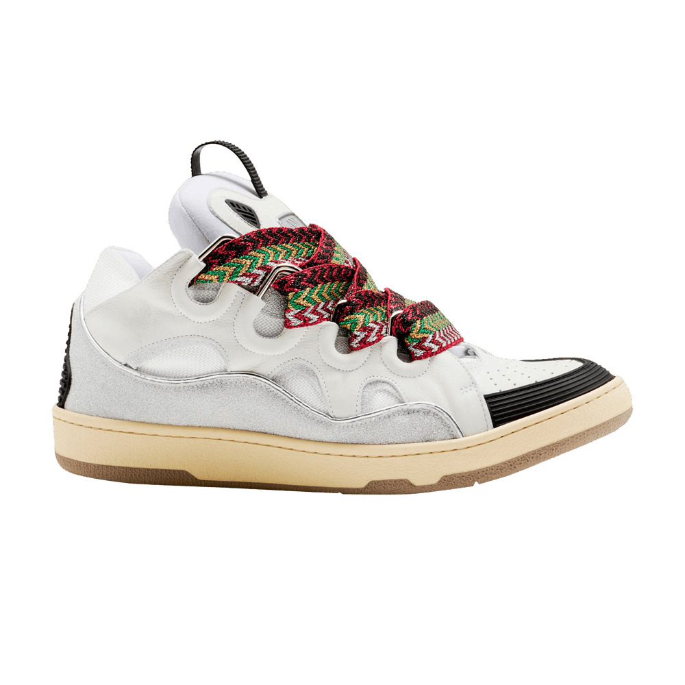 Lanvin Curb Leather and Glitter Sneakers 'White' - 1