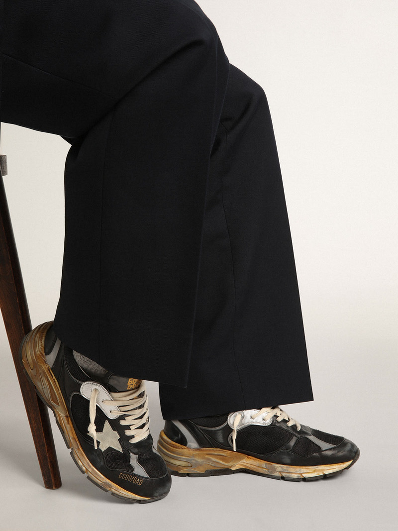 Golden Goose Men's Dad-Star in black mesh and nappa with ice-colored star outlook
