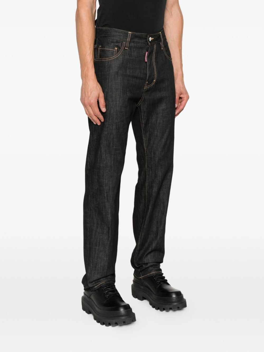 cotton contrast-stitch jeans - 3