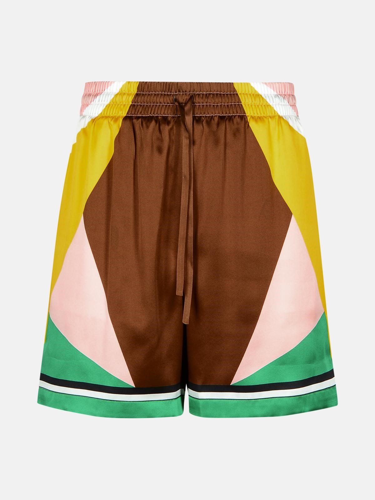 'GEOMETRIC' MULTICOLOR SILK BERMUDA SHORTS - 1