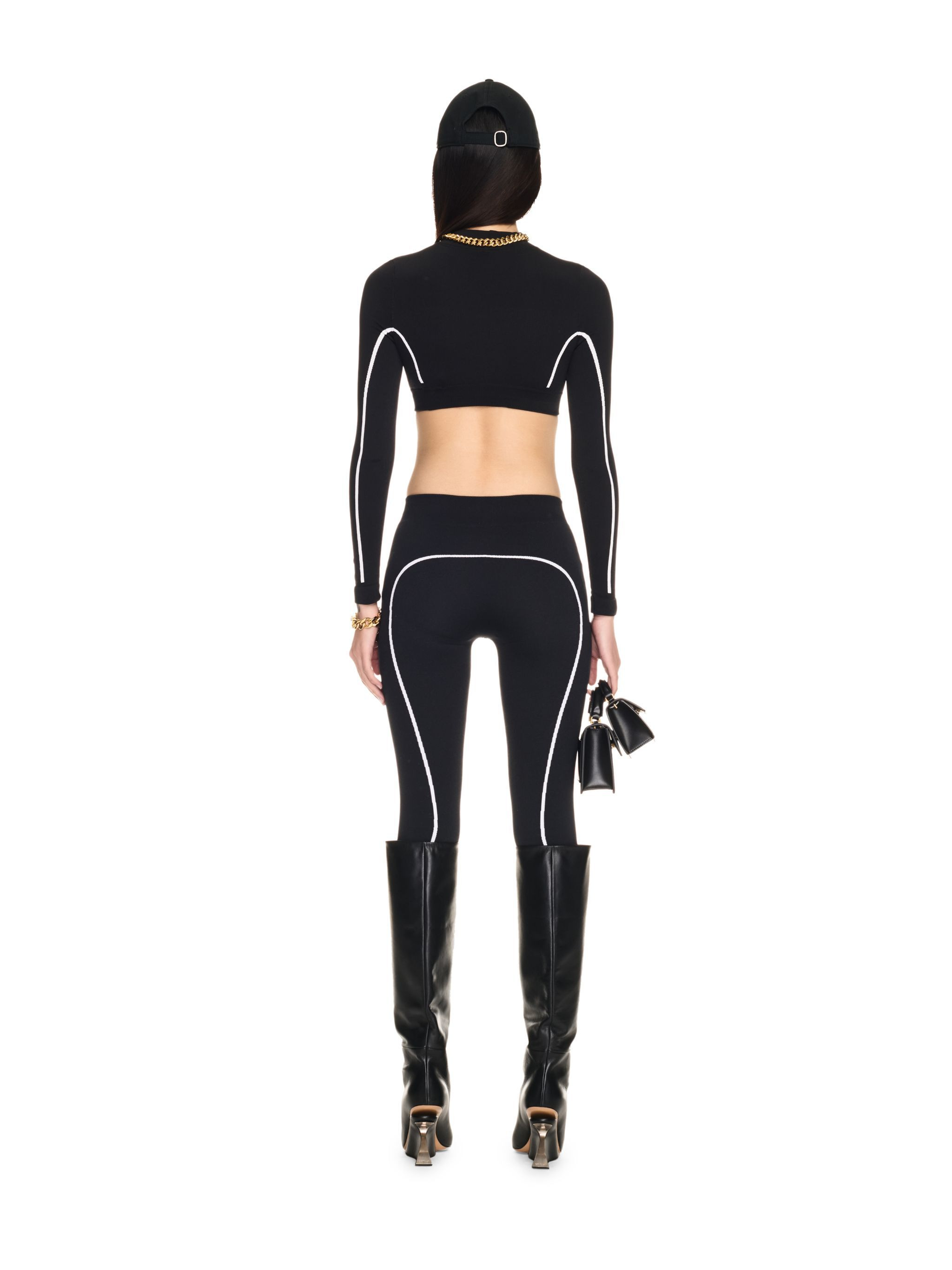 Black Stamp Seamless Crop Top - 4