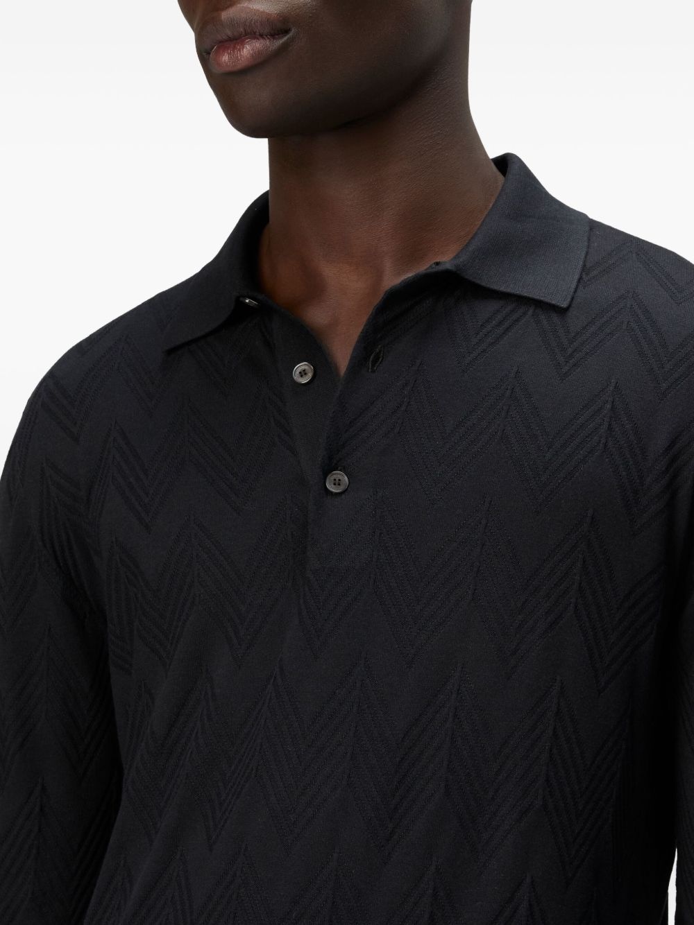 zigzag-woven polo shirt - 4