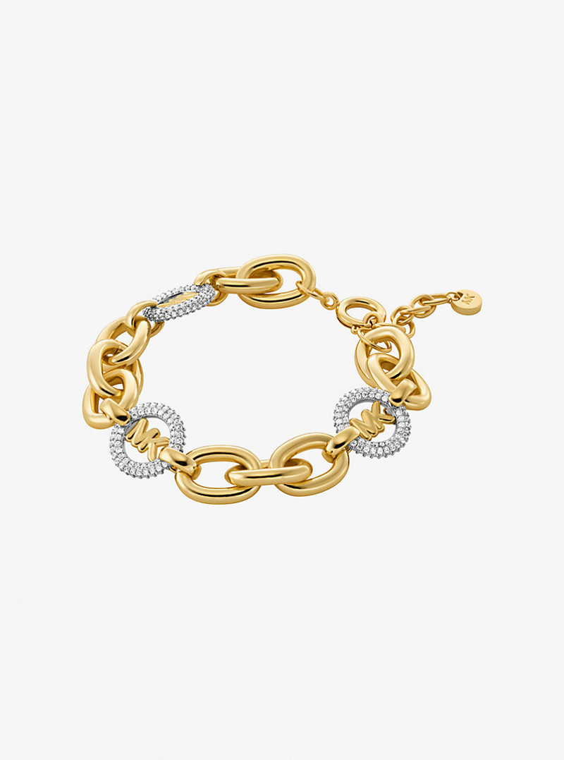Pavé Logo Charm Chain-Link Bracelet 1
