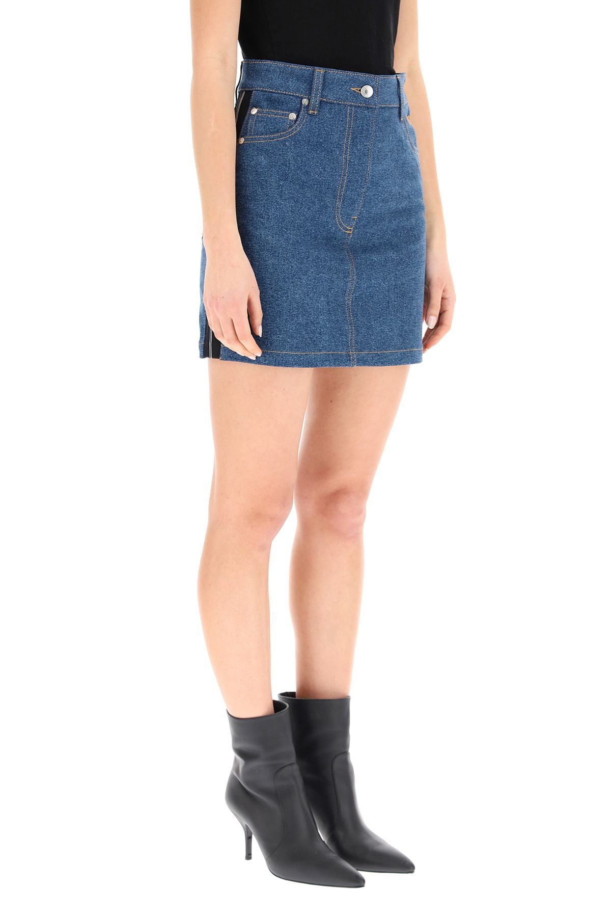 DENIM MINI SKIRT WITH LOGO BANDS - 3