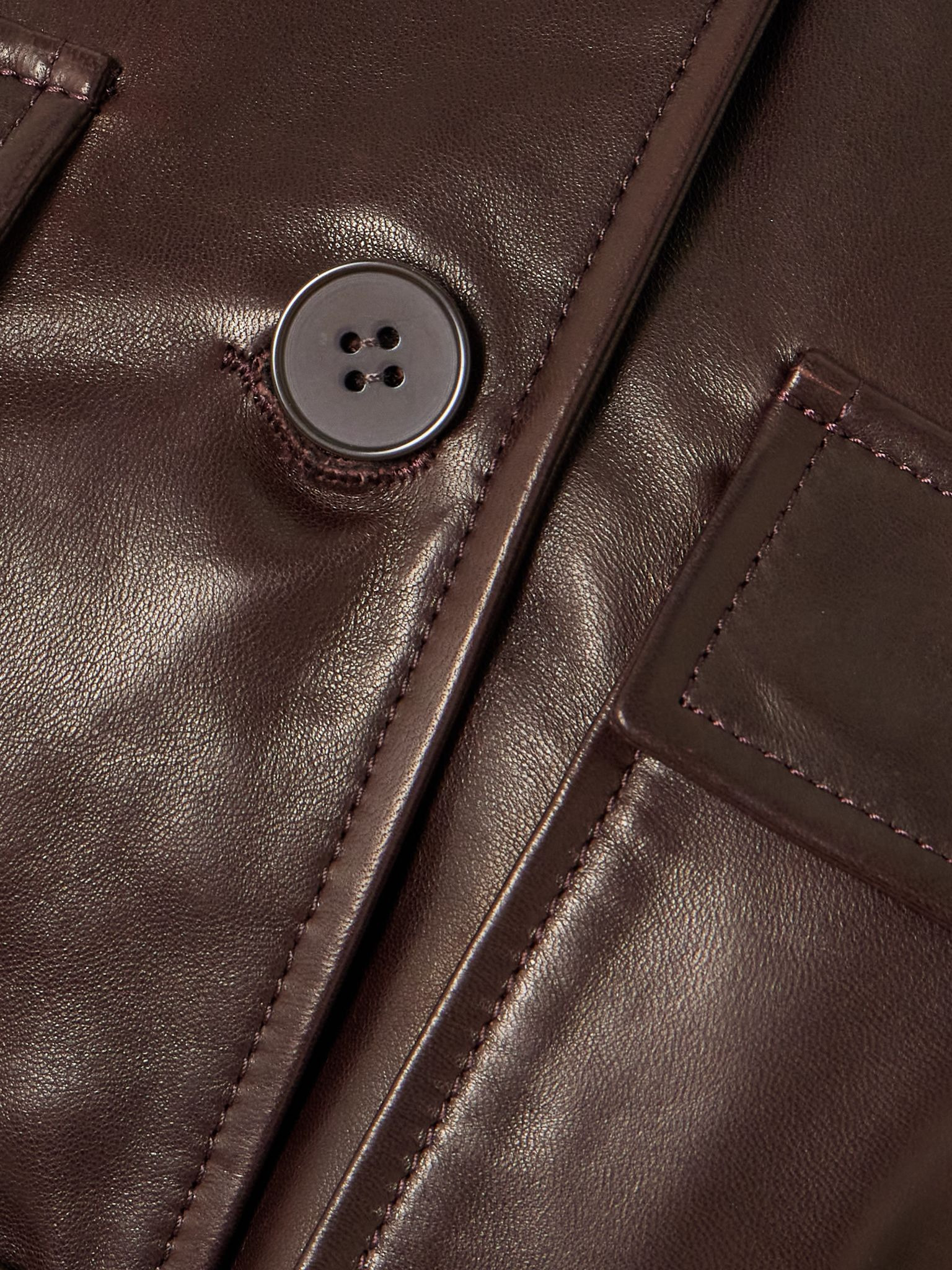 Ramona belted paneled leather jacket Burgundy - 5