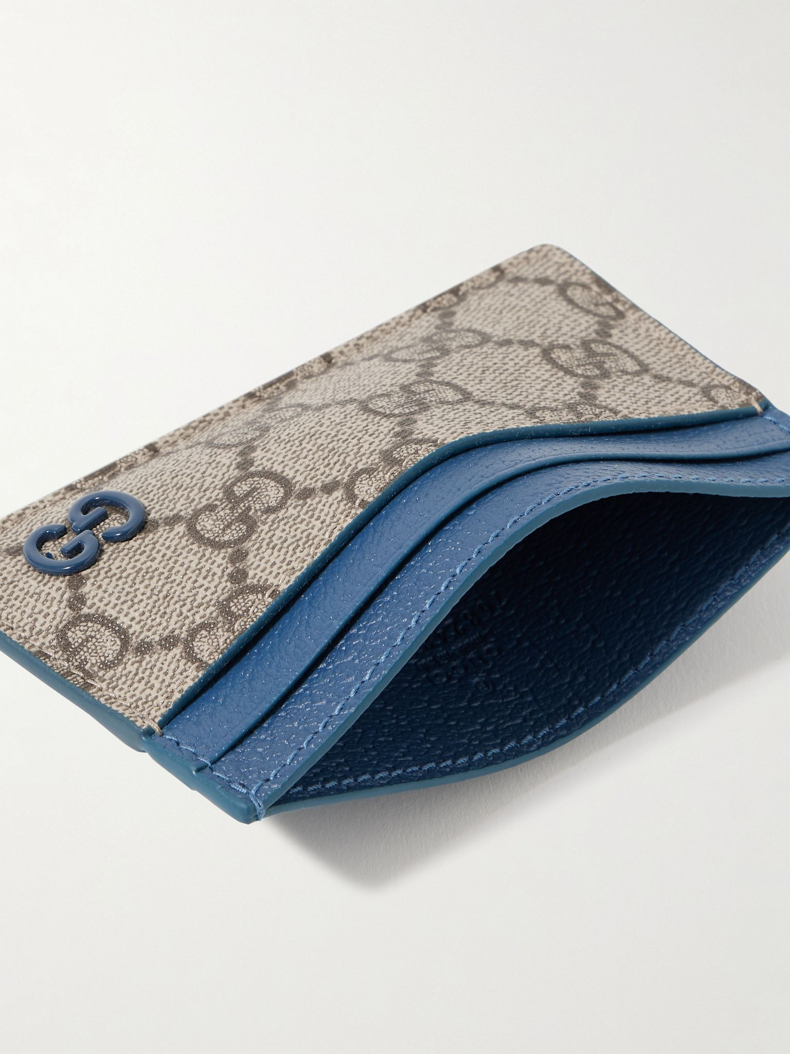 GG Supreme Monogrammed Coated-Canvas and Full-Grain Leather Cardholder Brown - 4