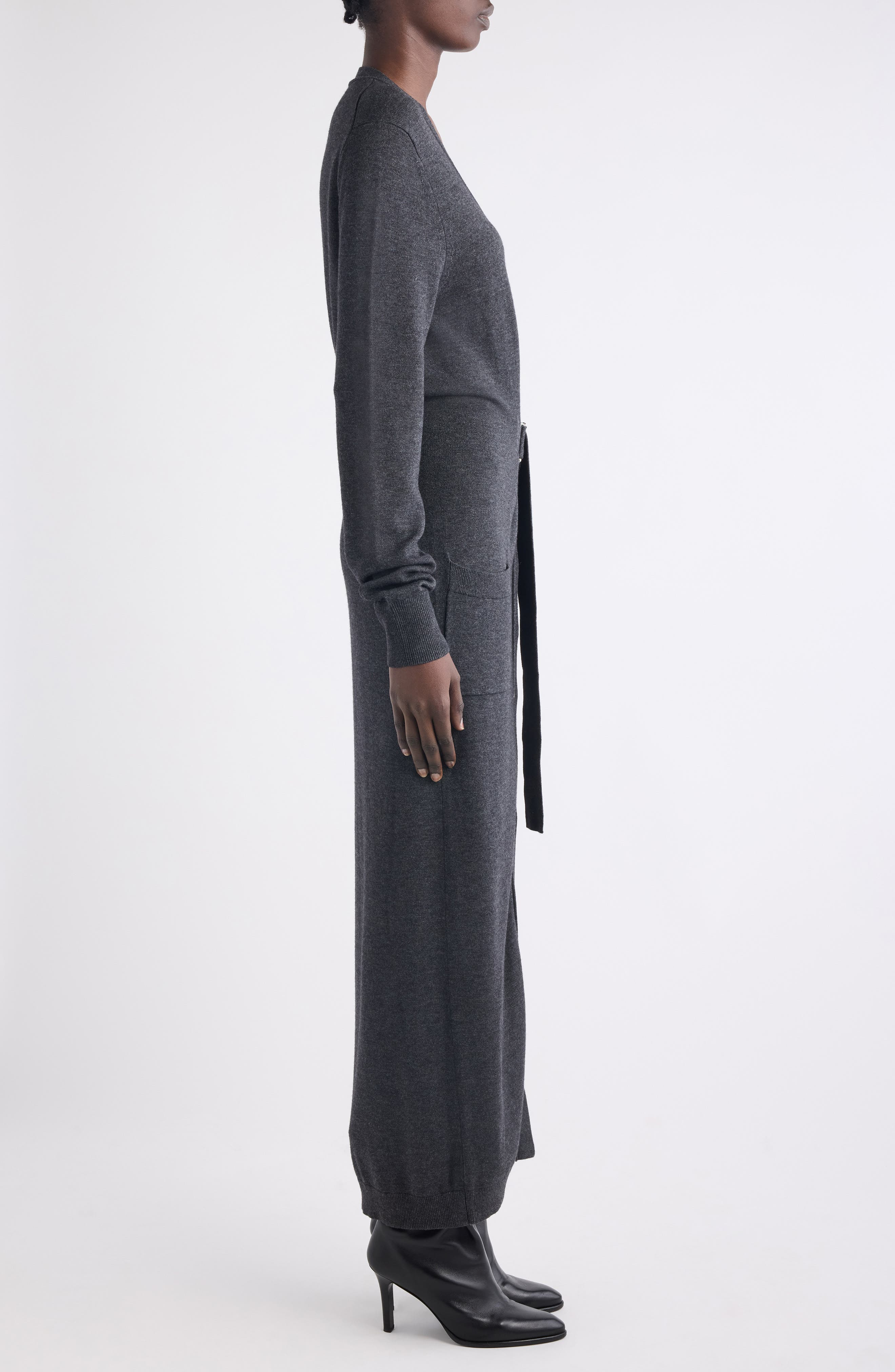 Isabel Marant Constance Long Sleeve Belted Sweater Dress in Anthracite at Nordstrom - 3