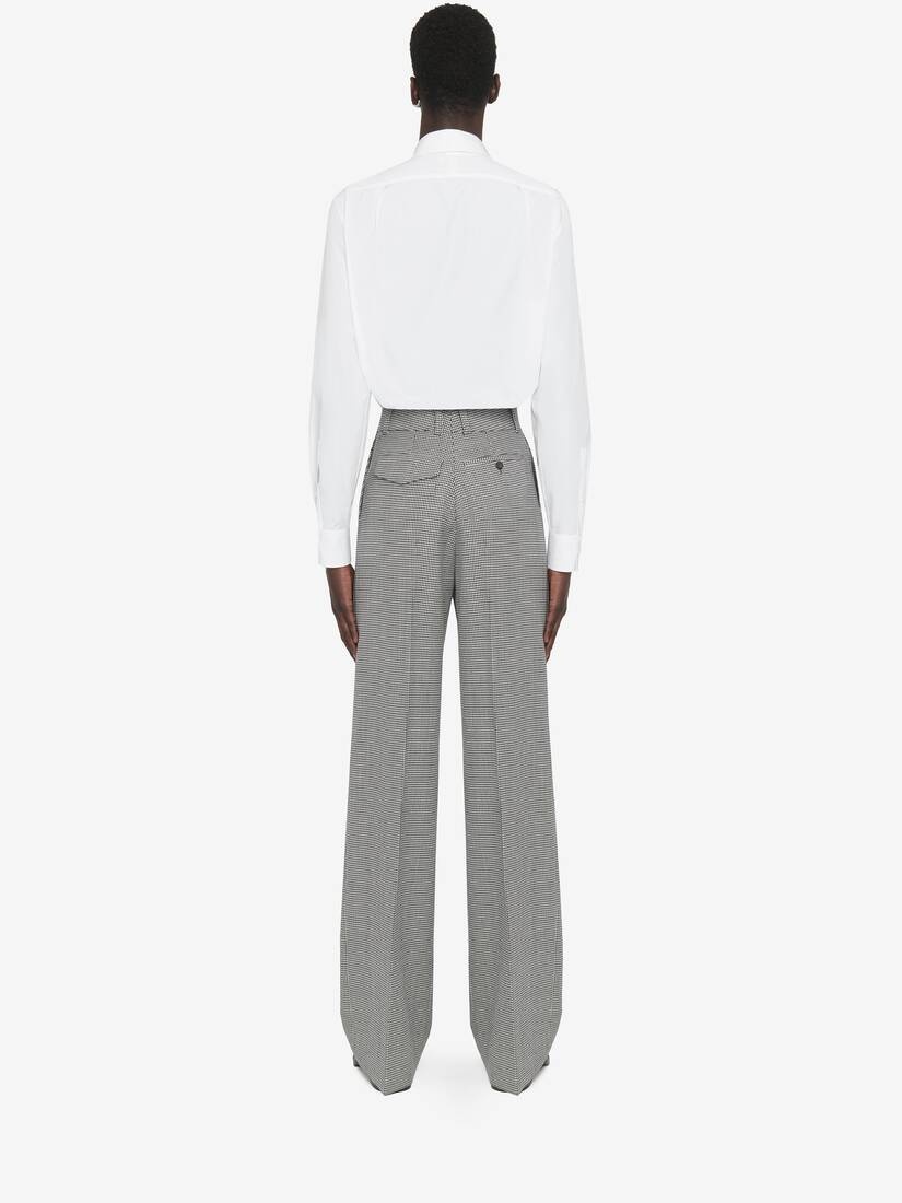 Men's Wide Leg Houndstooth Trousers in Black/white - 4