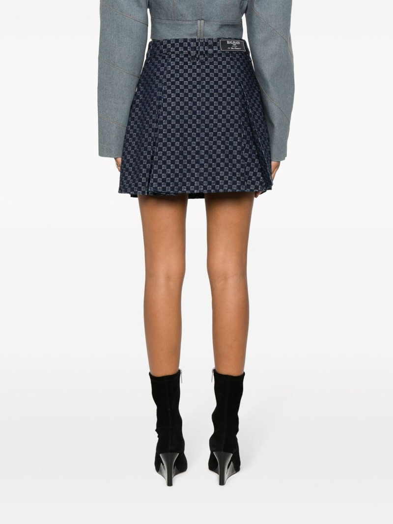 pleated monogram-jacquard denim miniskirt 4
