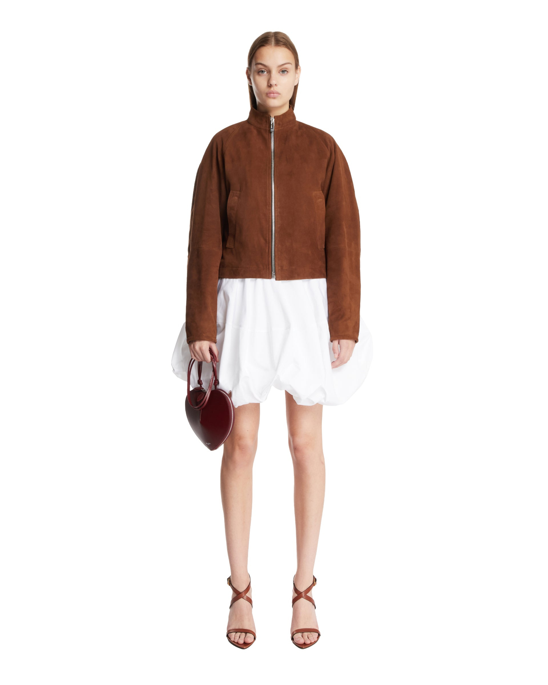 Brown Suede Rounded Jacket - 2
