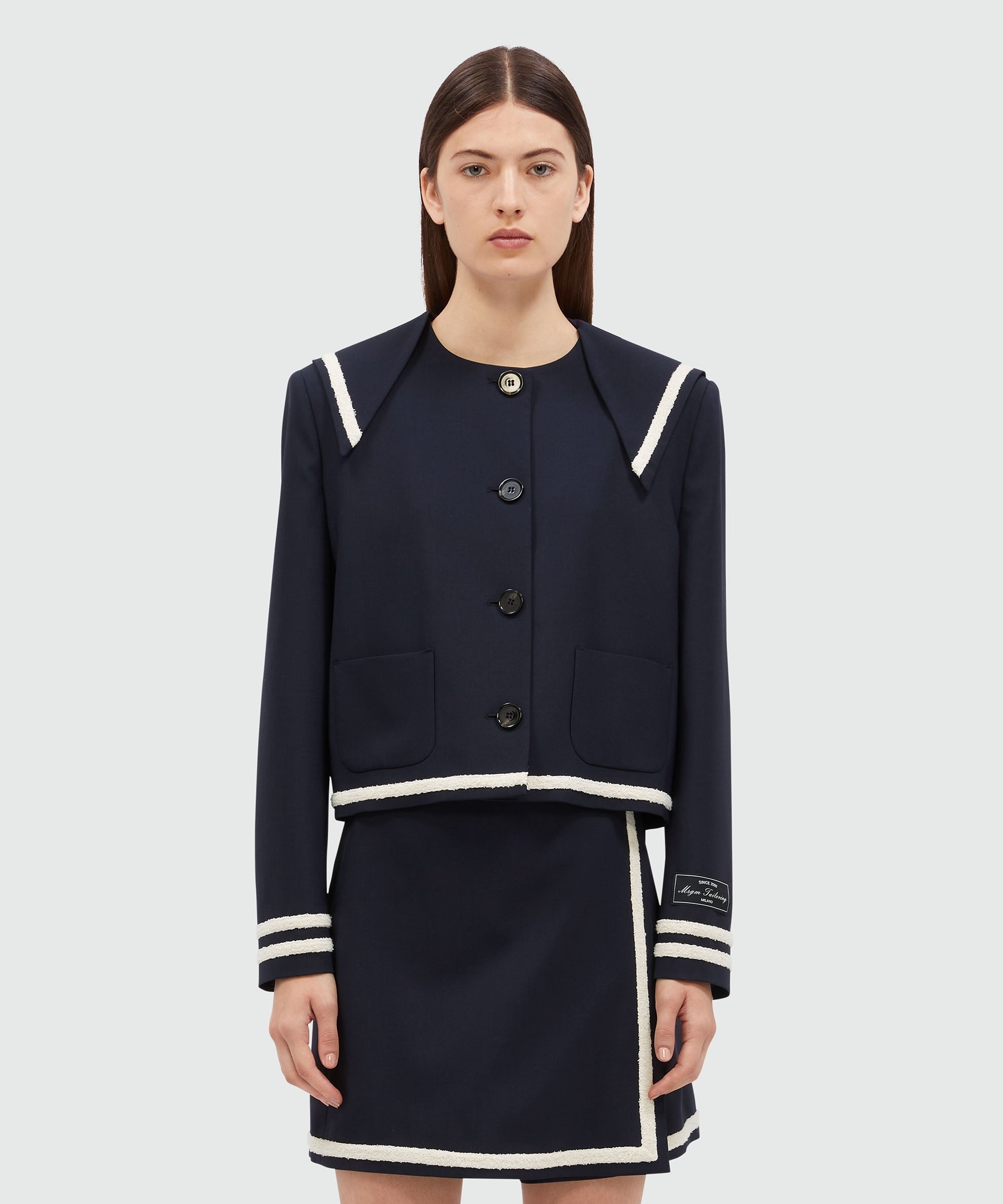 MSGM Tailoring navy blue cool wool peacoat - 2