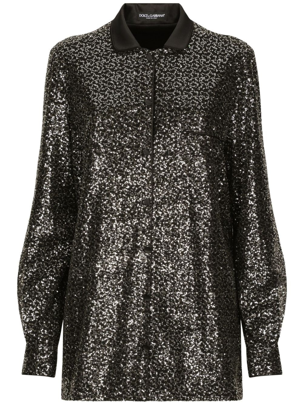 satin-collar sequin-embellished shirt - 1