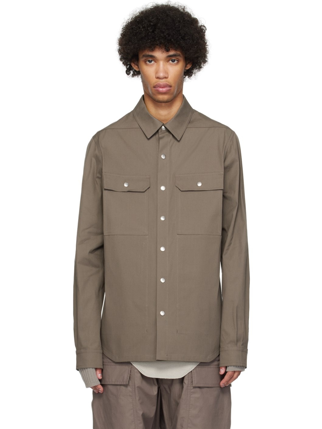 Gray Press-Stud Shirt - 1