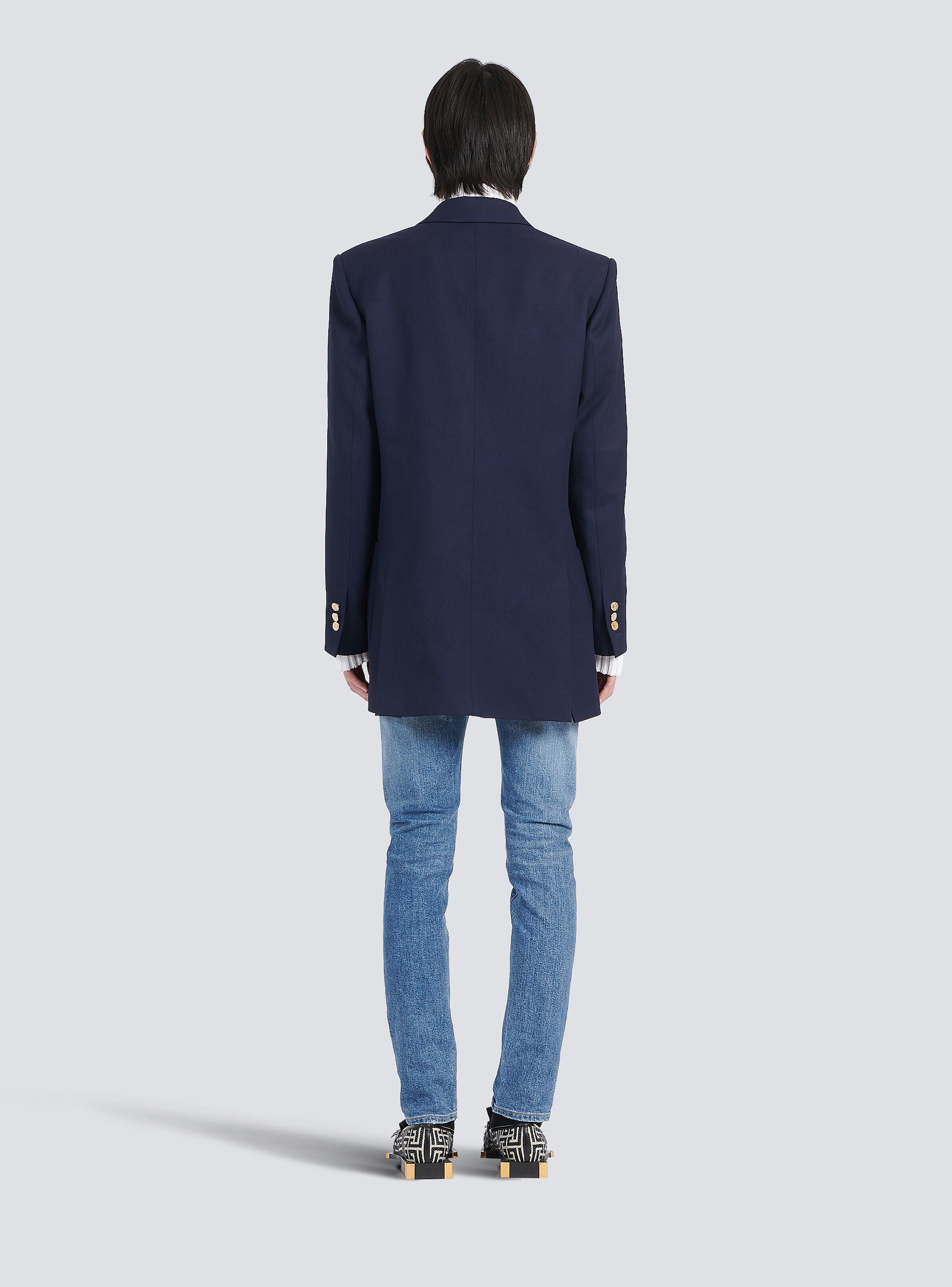 Twill blazer with double-breasted silver-tone buttoned fastening - 4