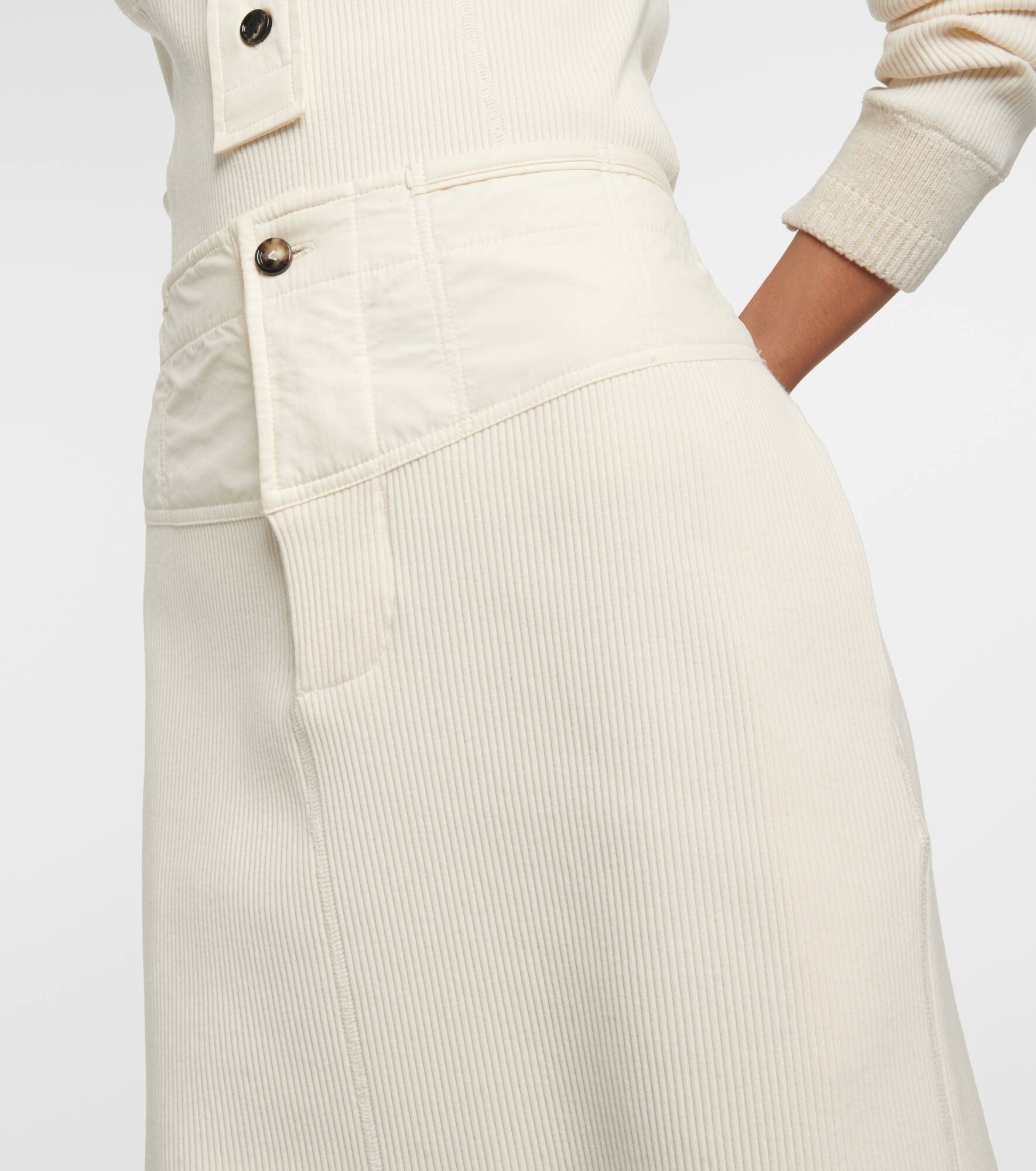 Ribbed-knit cotton jersey midi skirt - 4