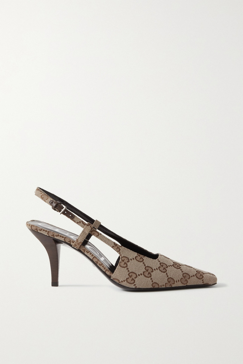 Demi logo-jacquard canvas slingback pumps 1