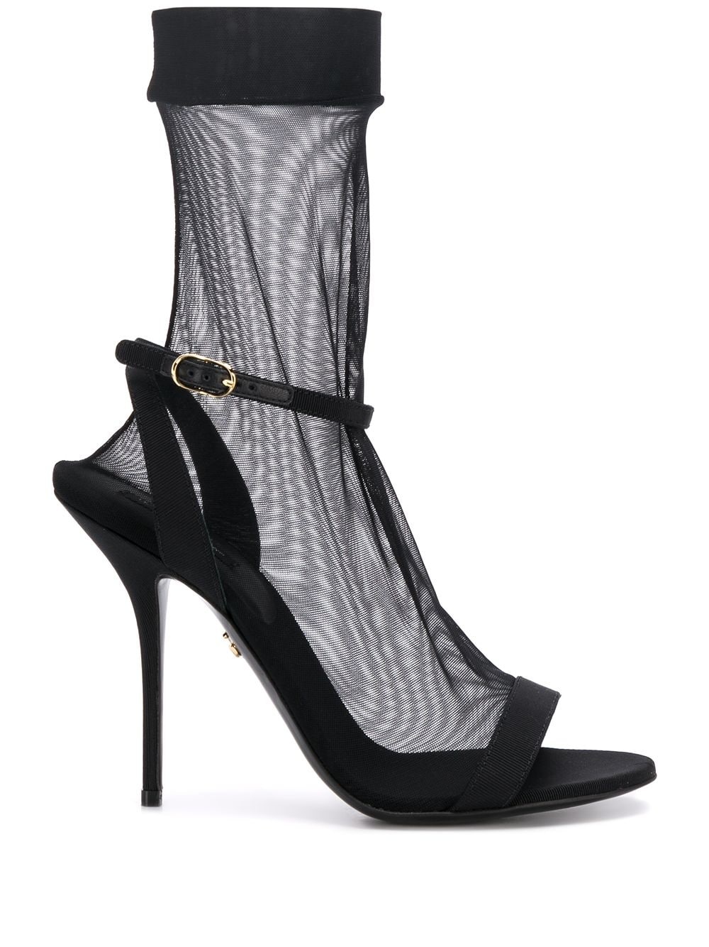 sheer sock-style stiletto sandals - 1