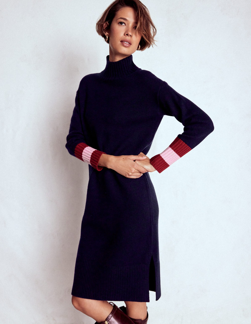 Merino Knitted Dress-Navy 6