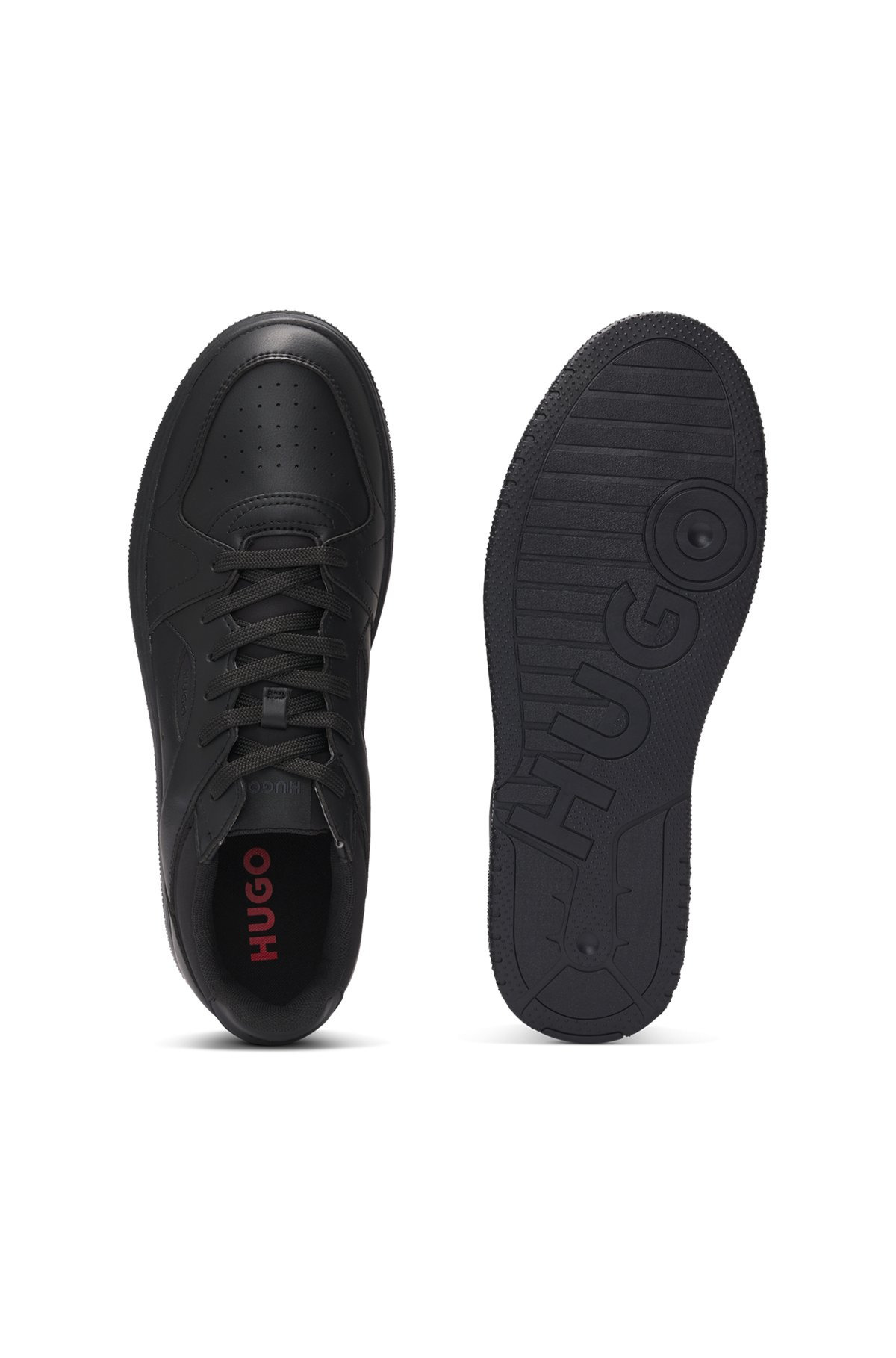 FAUX-LEATHER LACE-UP TRAINERS WITH LOGO DETAILS - 4
