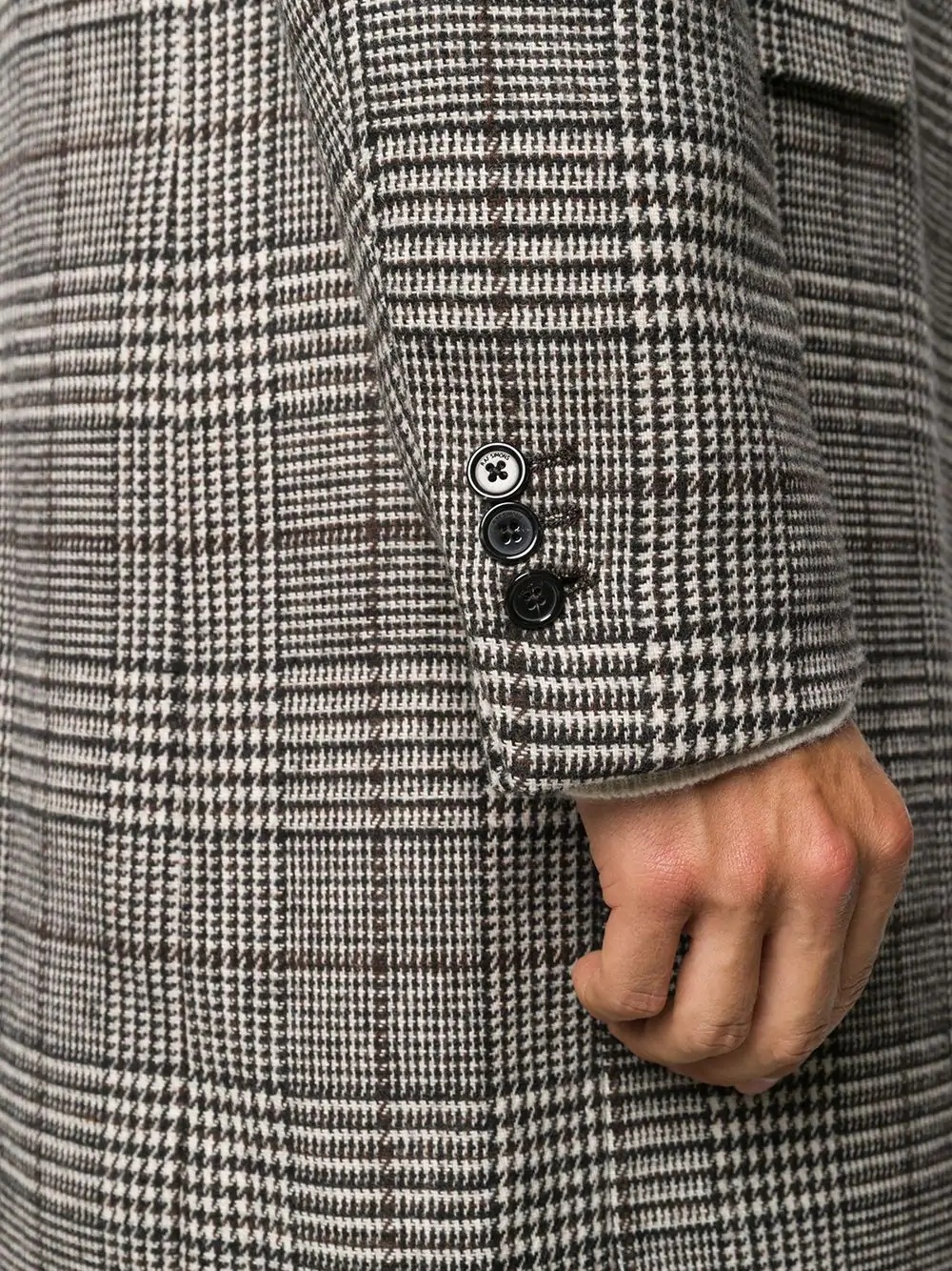 plaid-check single-breasted coat - 5