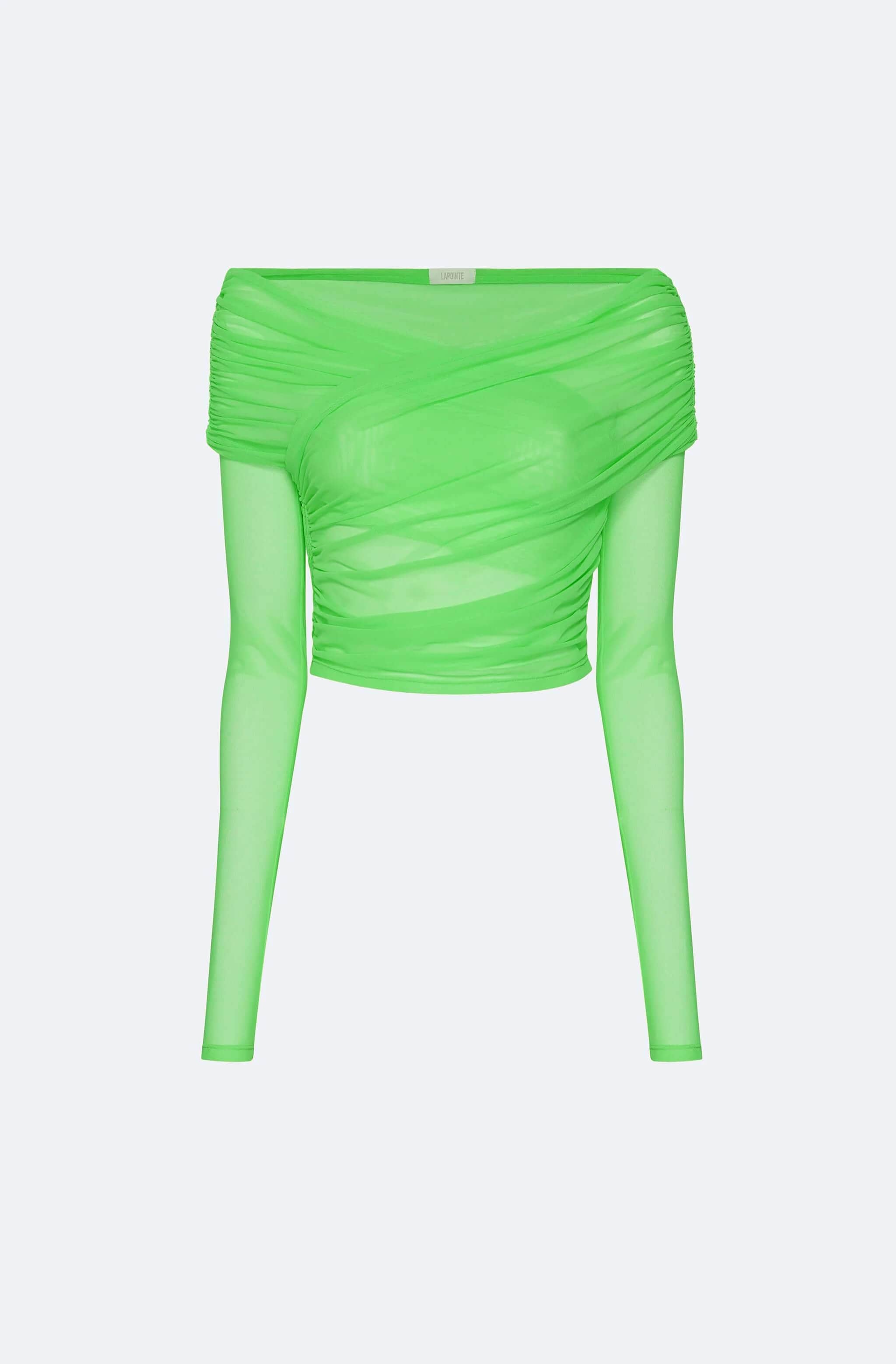 Mesh Off Shoulder Wrap Top - 1