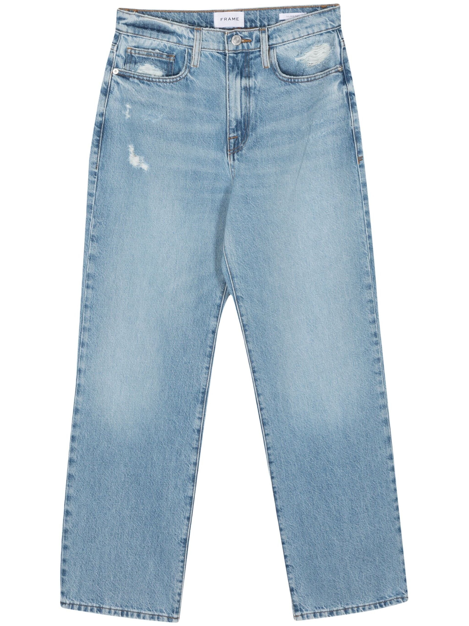 Blue Distressed-Effect Straight-Leg Jeans - 1