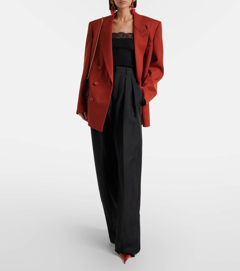 SAINT LAURENT Lace-trimmed silk top outlook