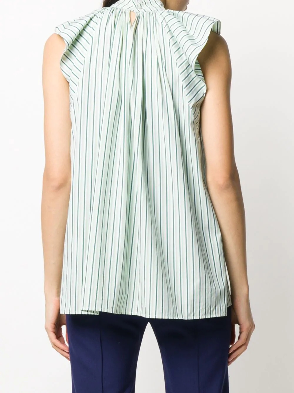 ruched shoulder striped blouse - 4