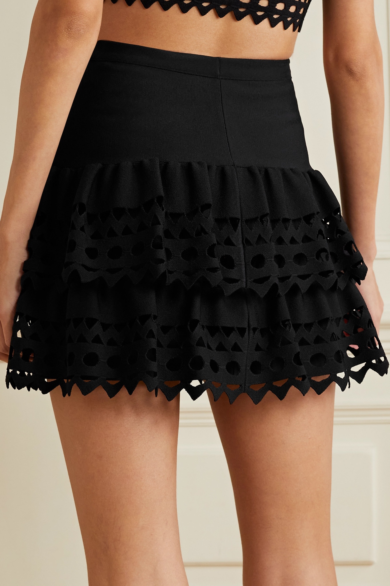Editions laser-cut stretch-jersey mini skirt - 3