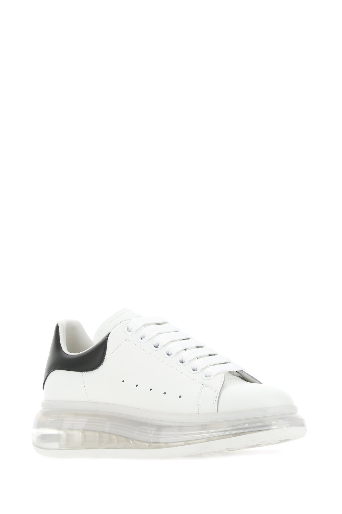 White leather sneakers with black heel - 2